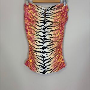 Carmen Marc Valvo Orange with Pink Snakeskin and Black & White Zebra Tankini Swi